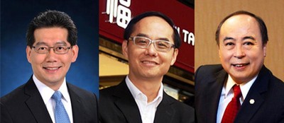 (左起) 香港特別行政區商務及經濟發展局局長蘇錦梁先生、周大福珠寶集團有限公司董事總經理黃紹基先生、六福集團主席及行政總裁黃偉常先生
