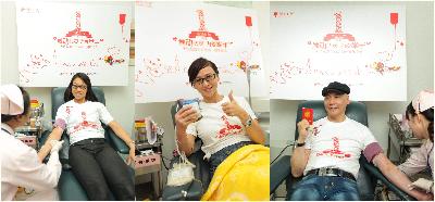 網絡紅人“WOW健健姐”、著名影星翁虹和觸動傳媒創始人兼執行主席馮暉中再次參與獻血